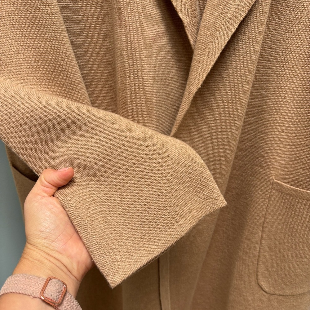 J. Crew Juliette collarless sweater-blazer in khaki L - Picture 7 of 9